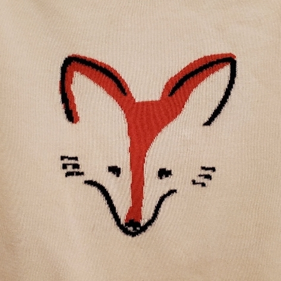 **SOLD**Womens G.H. Bass Co Cream Scoop Neck Fox Teddy Sweater, Size Large - Picture 4 of 7